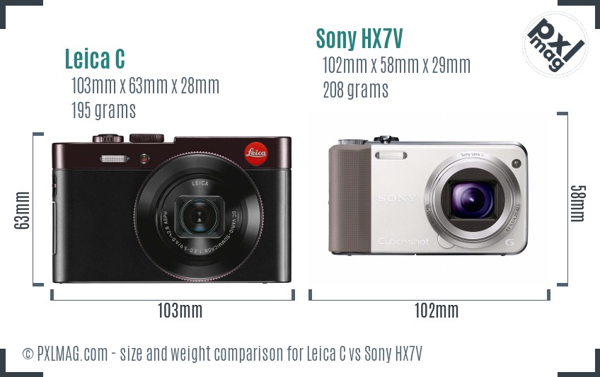 Leica C vs Sony HX7V size comparison