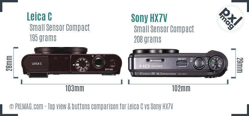 Leica C vs Sony HX7V top view buttons comparison