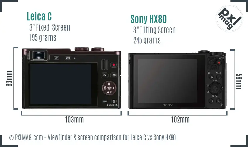 Leica C vs Sony HX80 Screen and Viewfinder comparison