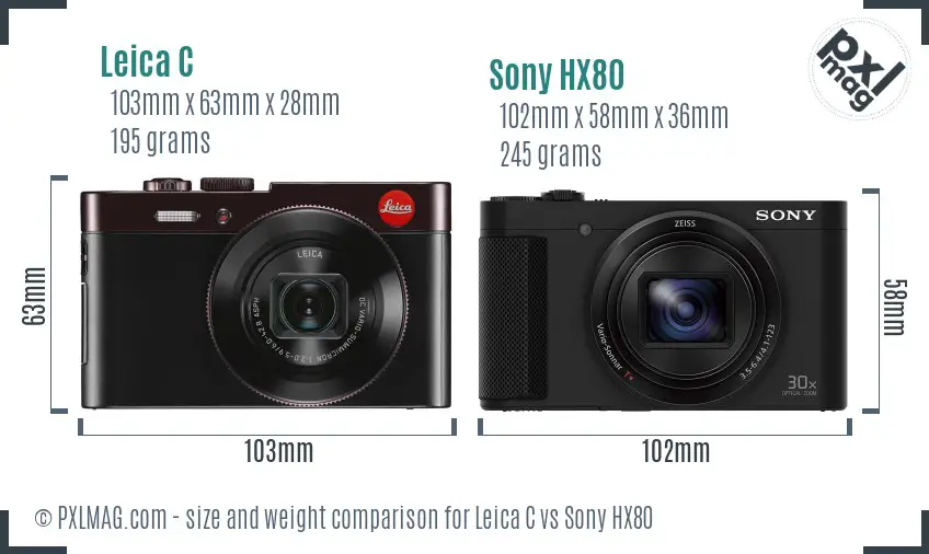 Leica C vs Sony HX80 size comparison