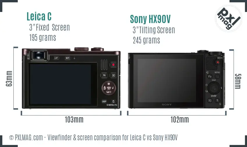 Leica C vs Sony HX90V Screen and Viewfinder comparison
