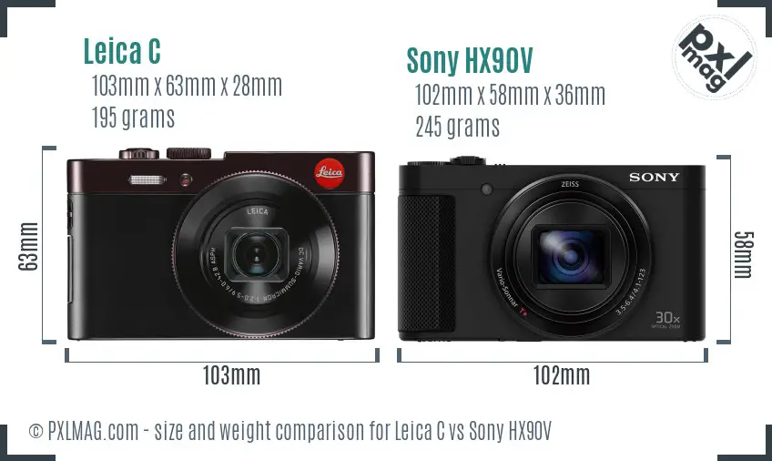 Leica C vs Sony HX90V size comparison