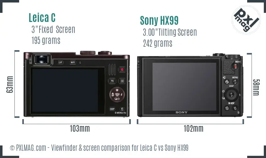 Leica C vs Sony HX99 Screen and Viewfinder comparison Leica C vs Sony HX99 Screen and Viewfinder comparison