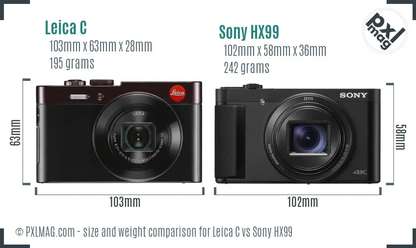 Leica C vs Sony HX99 size comparison Leica C vs Sony HX99 size comparison
