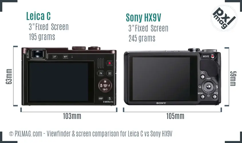 Leica C vs Sony HX9V Screen and Viewfinder comparison