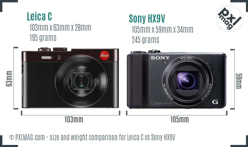 Leica C vs Sony HX9V size comparison
