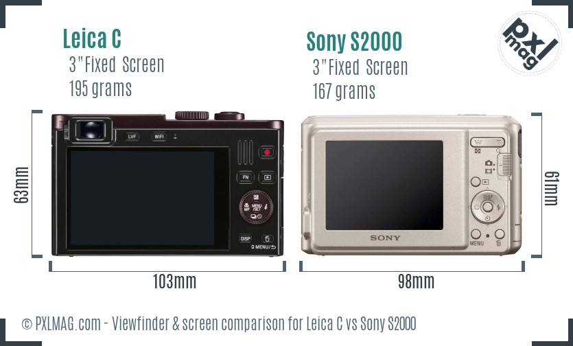 Leica C vs Sony S2000 Screen and Viewfinder comparison