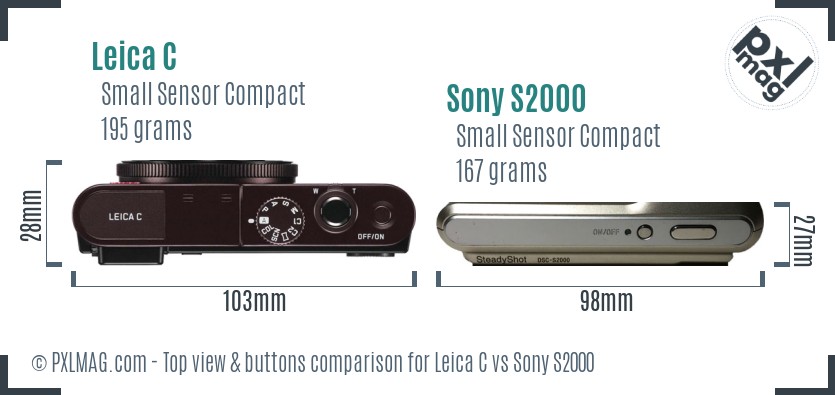 Leica C vs Sony S2000 top view buttons comparison