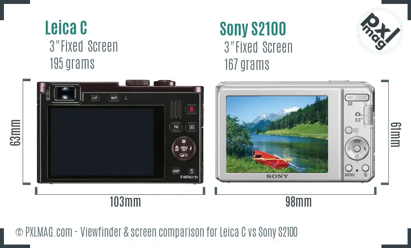 Leica C vs Sony S2100 Screen and Viewfinder comparison