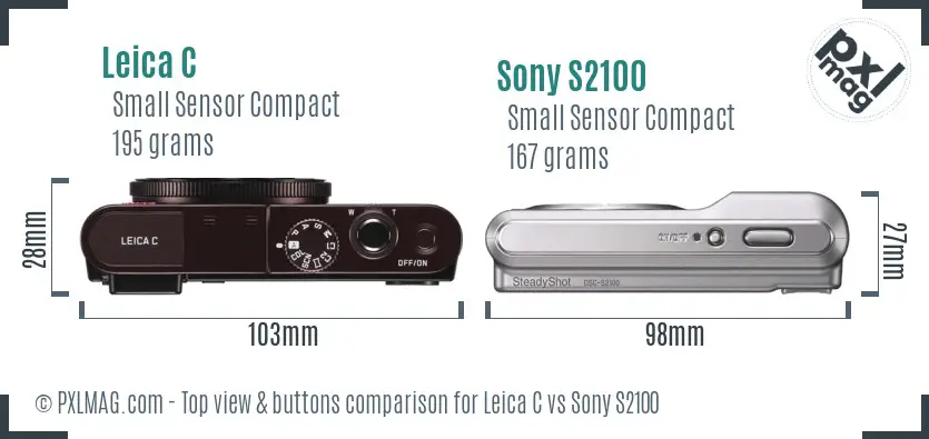 Leica C vs Sony S2100 top view buttons comparison