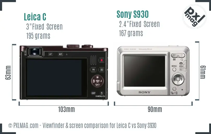 Leica C vs Sony S930 Screen and Viewfinder comparison