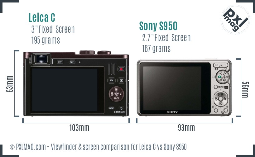 Leica C vs Sony S950 Screen and Viewfinder comparison