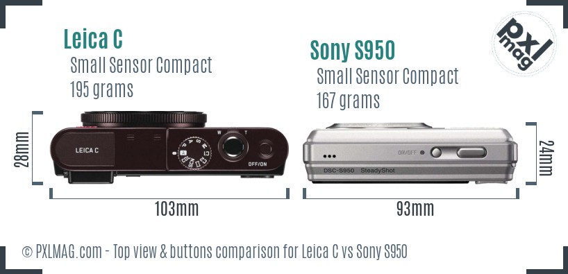 Leica C vs Sony S950 top view buttons comparison