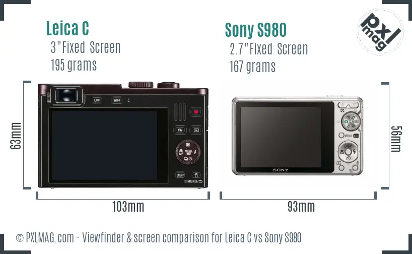 Leica C vs Sony S980 Screen and Viewfinder comparison