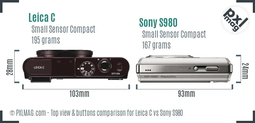 Leica C vs Sony S980 top view buttons comparison