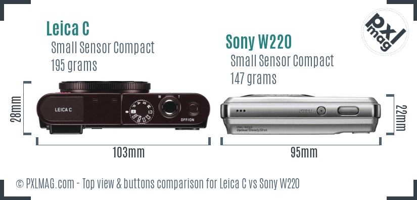Leica C vs Sony W220 top view buttons comparison