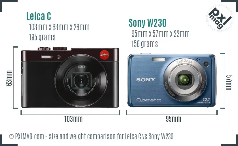 Leica C vs Sony W230 size comparison