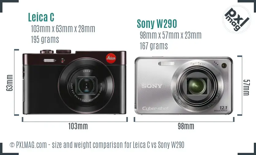 Leica C vs Sony W290 size comparison