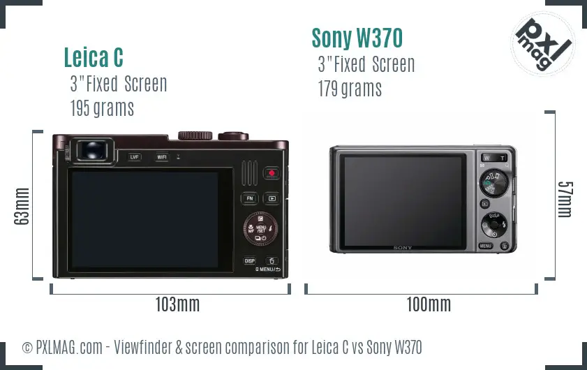Leica C vs Sony W370 Screen and Viewfinder comparison