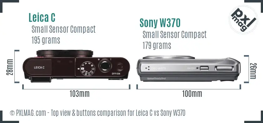 Leica C vs Sony W370 top view buttons comparison