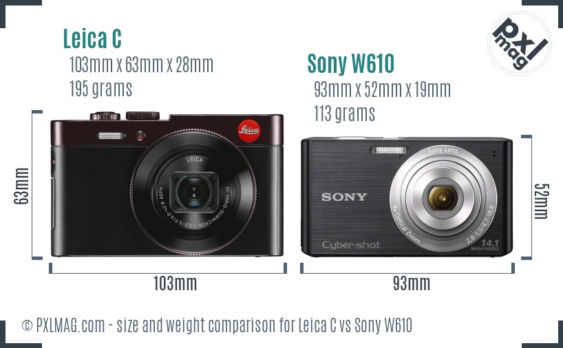 Leica C vs Sony W610 size comparison