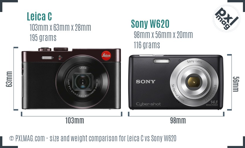 Leica C vs Sony W620 size comparison