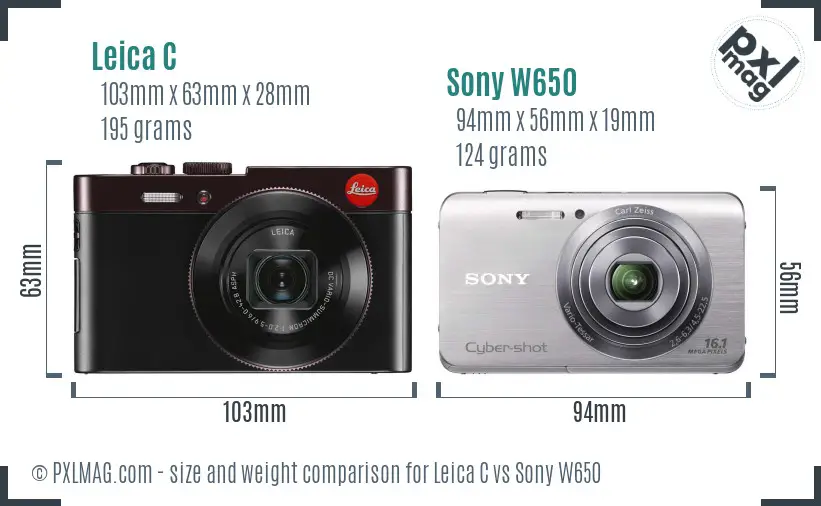 Leica C vs Sony W650 size comparison