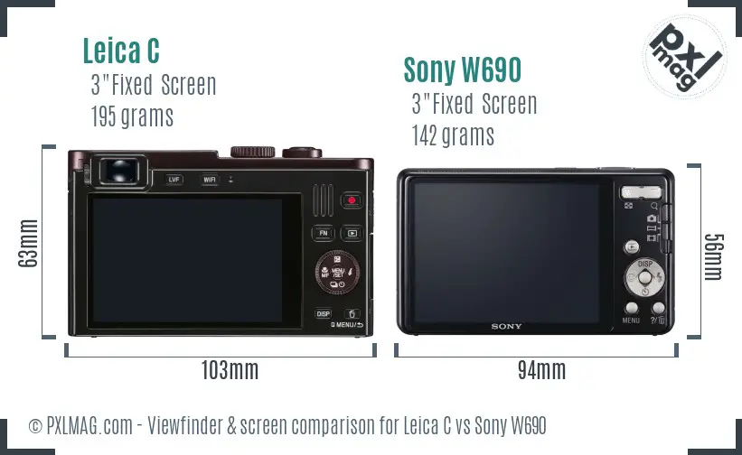 Leica C vs Sony W690 Screen and Viewfinder comparison