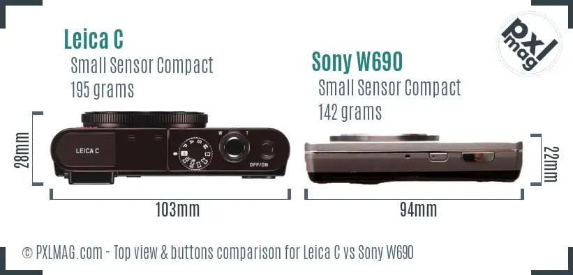 Leica C vs Sony W690 top view buttons comparison