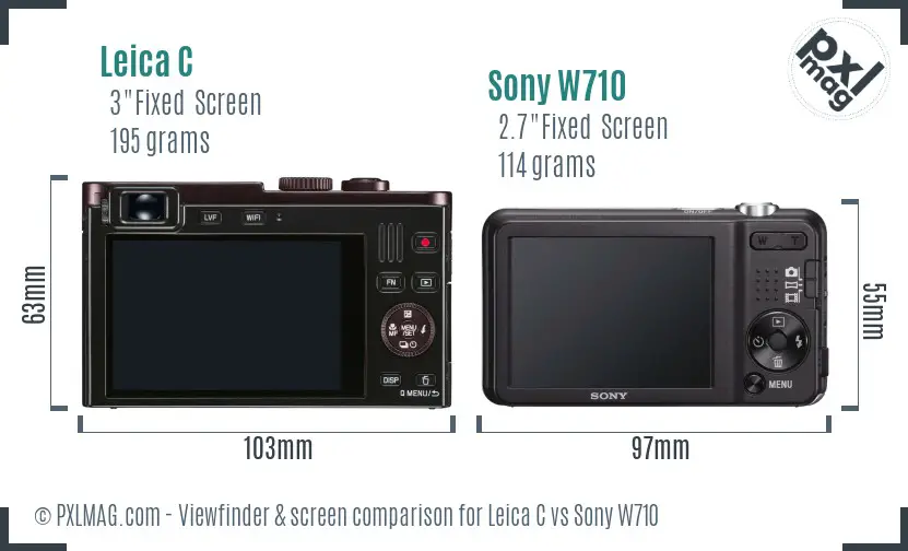 Leica C vs Sony W710 Screen and Viewfinder comparison