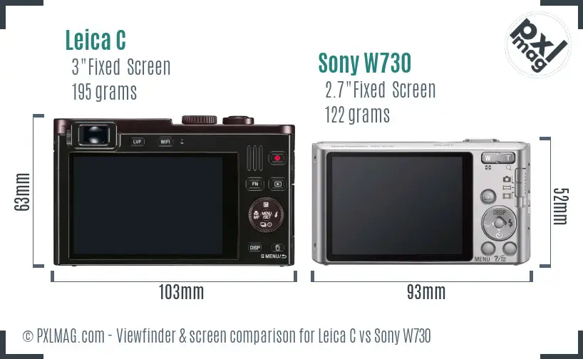 Leica C vs Sony W730 Screen and Viewfinder comparison