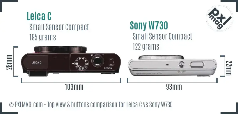 Leica C vs Sony W730 top view buttons comparison