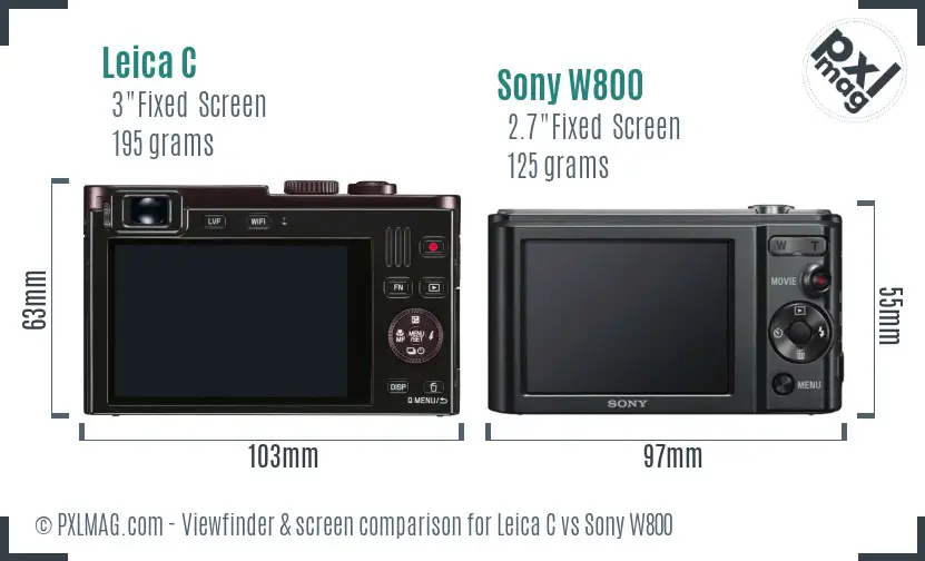 Leica C vs Sony W800 Screen and Viewfinder comparison