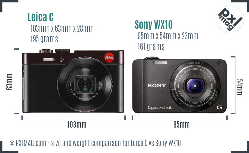 Leica C vs Sony WX10 size comparison Leica C vs Sony WX10 size comparison