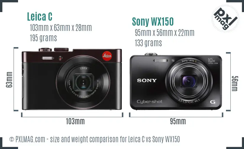 Leica C vs Sony WX150 size comparison