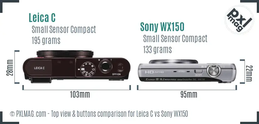 Leica C vs Sony WX150 top view buttons comparison