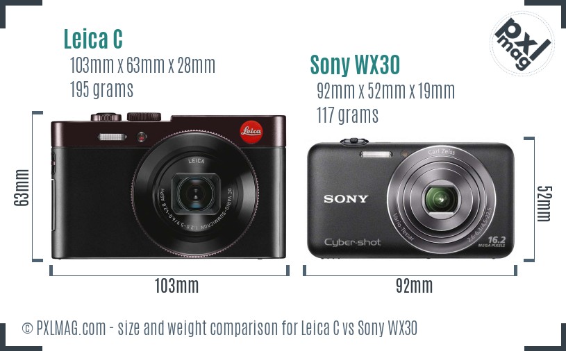 Leica C vs Sony WX30 size comparison