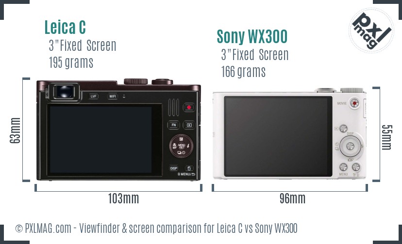 Leica C vs Sony WX300 Screen and Viewfinder comparison