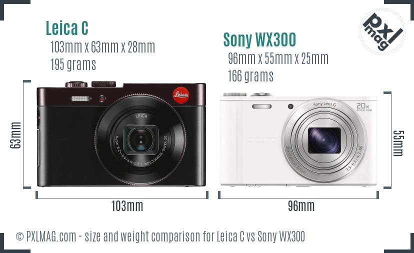 Leica C vs Sony WX300 size comparison Leica C vs Sony WX300 size comparison