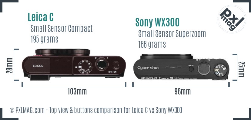 Leica C vs Sony WX300 top view buttons comparison