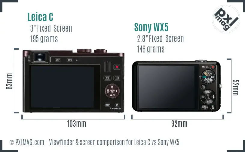 Leica C vs Sony WX5 Screen and Viewfinder comparison