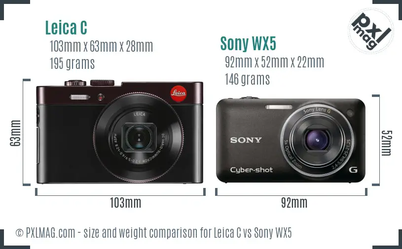 Leica C vs Sony WX5 size comparison
