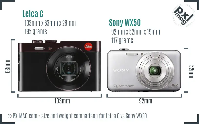 Leica C vs Sony WX50 size comparison