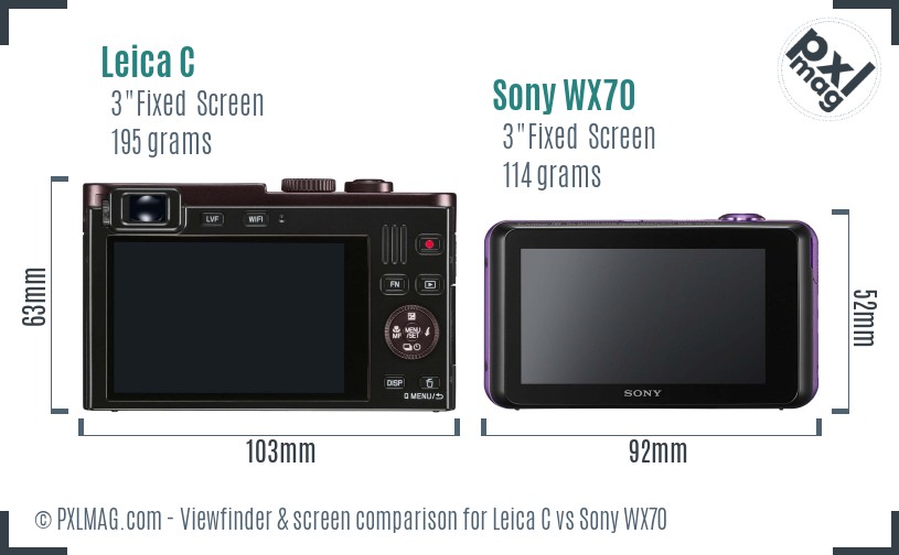Leica C vs Sony WX70 Screen and Viewfinder comparison