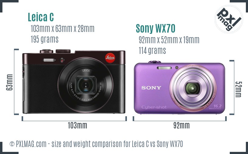 Leica C vs Sony WX70 size comparison Leica C vs Sony WX70 size comparison