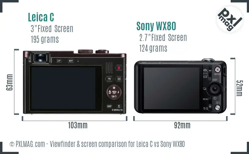 Leica C vs Sony WX80 Screen and Viewfinder comparison