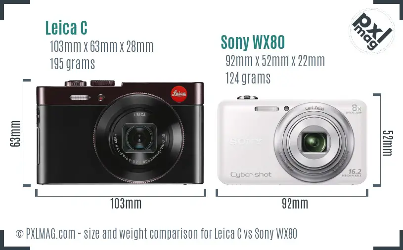 Leica C vs Sony WX80 size comparison