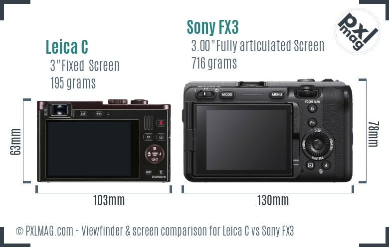 Leica C vs Sony FX3 Screen and Viewfinder comparison