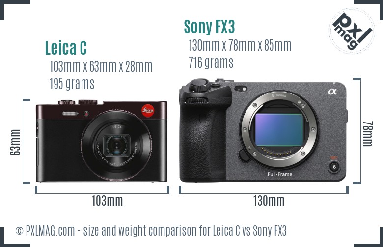Leica C vs Sony FX3 size comparison