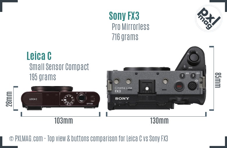 Leica C vs Sony FX3 top view buttons comparison
